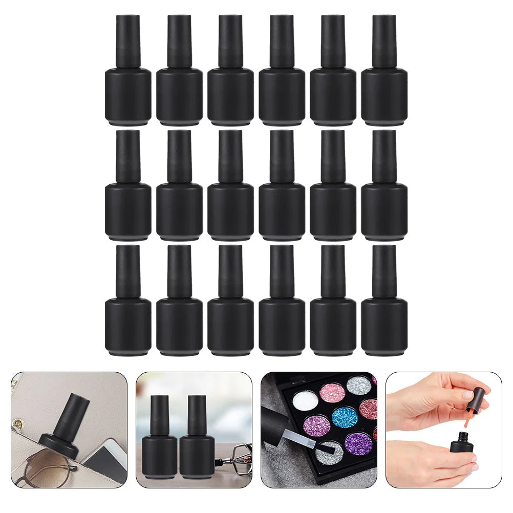 Nail Polish Refill Bottle Empty Gel Beauty Tool Manicure Supply Black Glass Jars