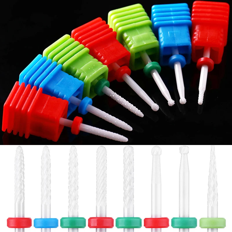 Ceramic Milling Cutter Nail Drill Bits Electric Manicure Nail Files Buffer Grinding Polish Bits Mills Cutter Tool Accessories