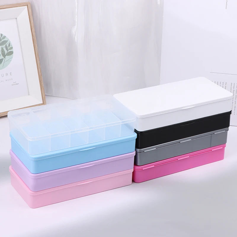 1pcs 2 Size Fake Nail Box Nail Tip Empty Box Multicolour Nail Art Case Container Box Acrylic Storage Case 11 Grids Tool