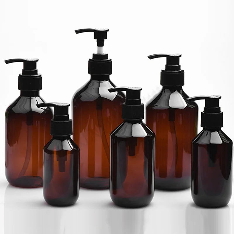 100/150/200/300/400/500ml Shampoo Empty Refillable Bottles Pump Container Plastic Liquid Shampoo Shower Gel Bottles