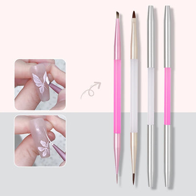 Nail Painting Uv Gel Drawing Embossing Brush Triangle Pen Double Headed Manicure Dotting Builder Tool For Nail Salon