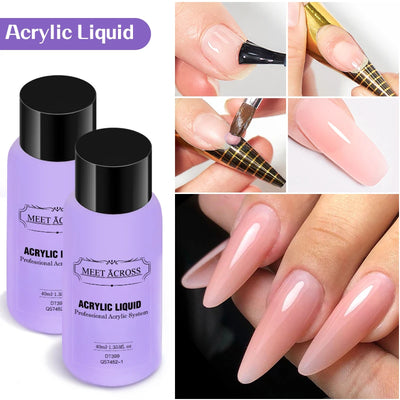 MEET ACROSS 40ml Acrylic Liquid For Acrylic Powder Dust Nails