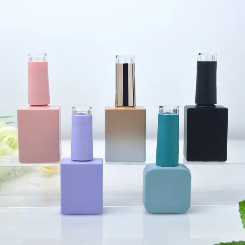 10ML 15ML Nail Polish Bottles With Brush Glass Nail Gel Bottles Empty Cosmetic Containers Nail Oil Sample Bottle Makeup Vessel