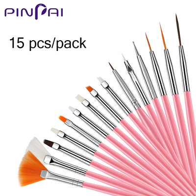 15PCS Nail Brushes Builder Gel Polish Painting Liner Nail Art Draw Print Brushes Set Manicure DIY Dotting Point Tool Kits