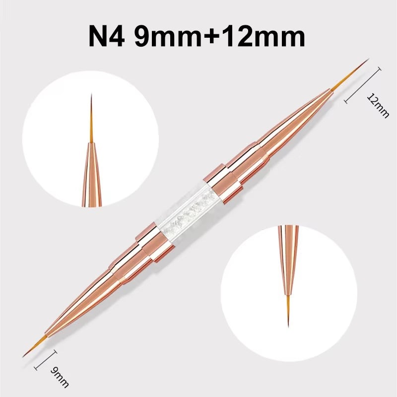 Nail Art Liner Brushes Double Head Leopard Print Acrylic French Stripe Drawing Painting Pen Gel Polish Nail Art Manicure Tools