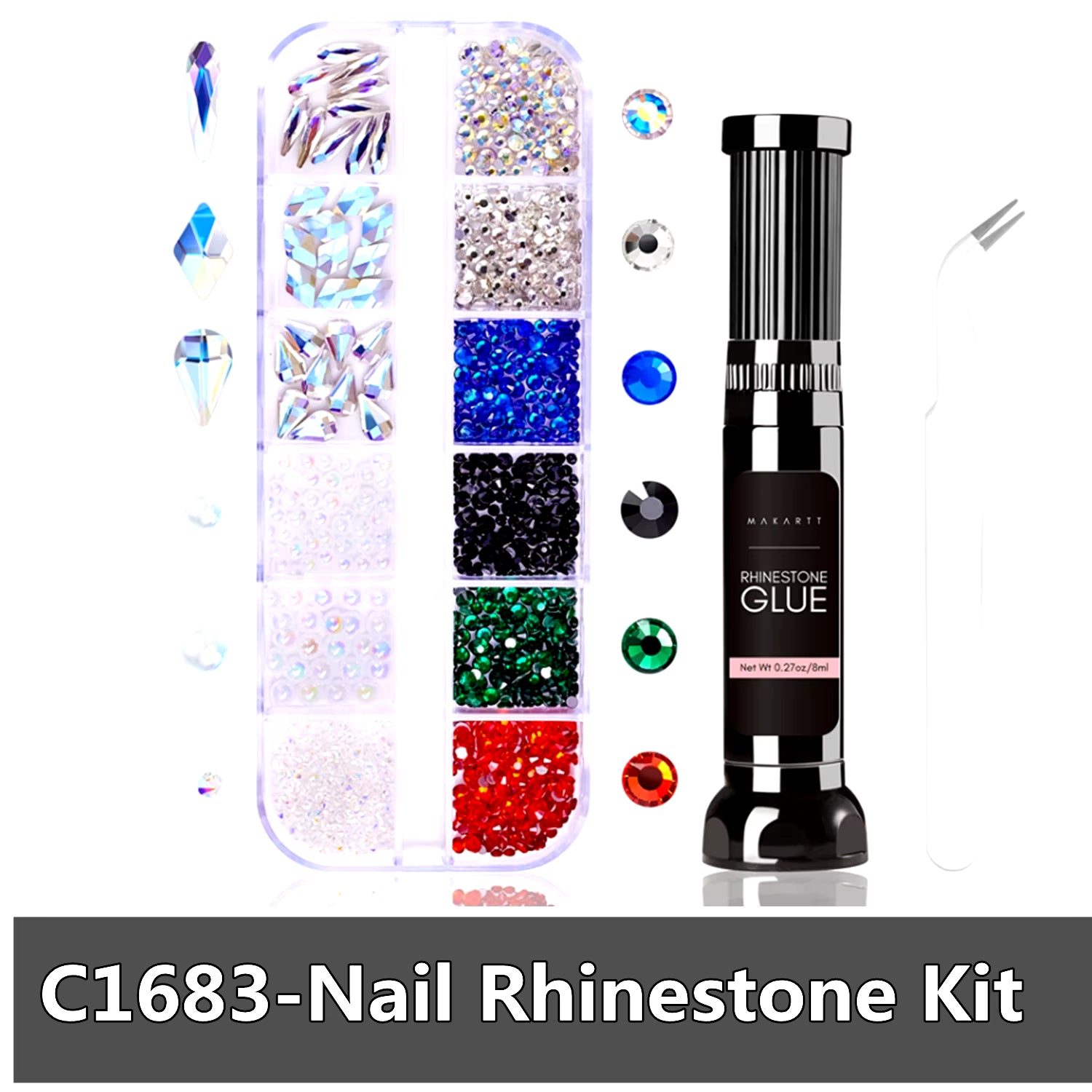 Nail Rhinestone Glue Gel for Nails, 30G Super Strong Adhesive Gel for Nail Gem, Jewels ,Glitter,Crystals Beads Diamonds