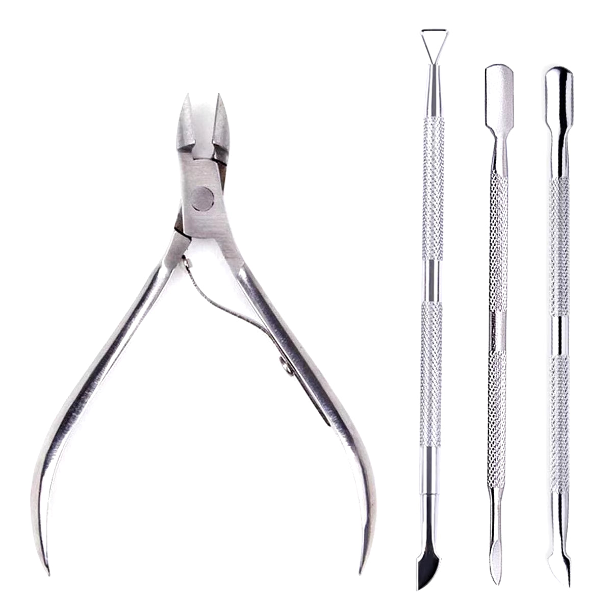 4 Pcs/Set Professional Stainless Steel Nail Cutter Scissor Nippers Muti Function Cuticle Pusher Remover Nail Care Manicure Kits