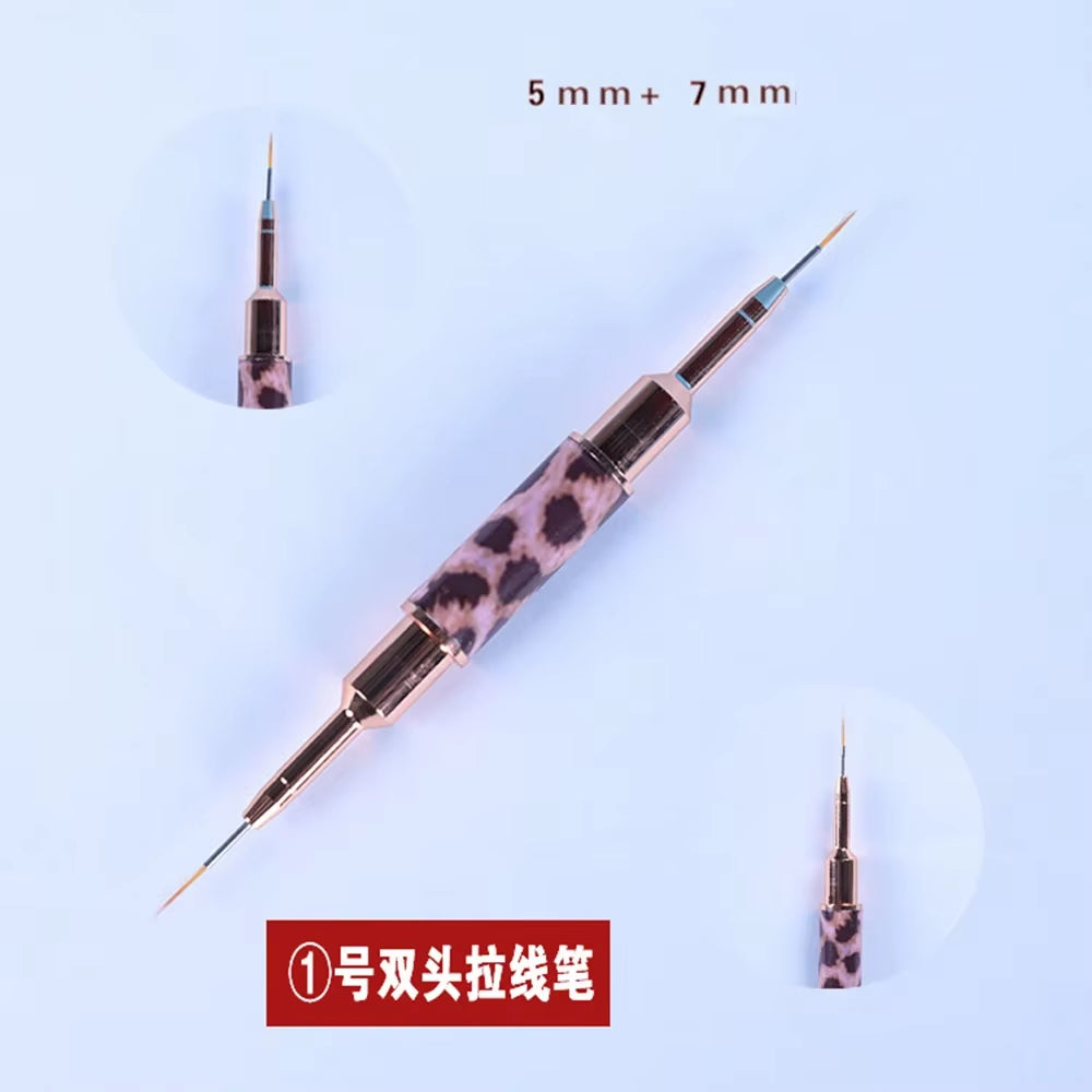 Nail Art Liner Brushes Double Head Leopard Print Acrylic French Stripe Drawing Painting Pen Gel Polish Nail Art Manicure Tools