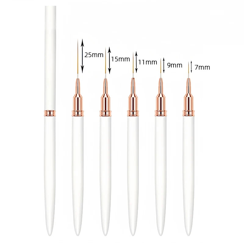 5 Pcs Nail Art Liner Brushes Set Elongated Lines Striping Drawing UV Gel Painting Nail Design Pen Professional Manicure Tool