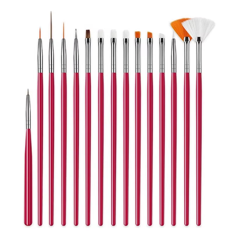 15Pcs/Set Nail Brush for Manicure Gel Brush for Nail Art Nail Brush Acrylic Gel Brush Liquid Powder Carving Makeup Set