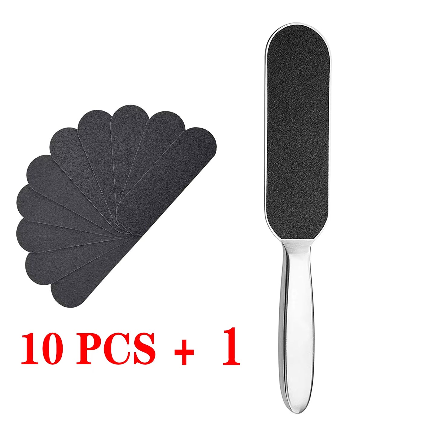 11Pcs/Set Pedicure Feet Care Metal Handle Foot and Coarse of Fine and Refill Files Grit Sanding Grit Cloth Rasp