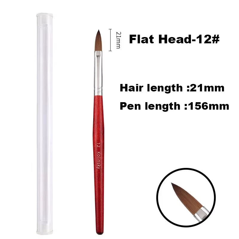 Kolinsky Acrylic Nail Art Brush Wood Handle Nail Art Mink Brush Gel Builder Nail Tools Manicure Brush Drawing Tools Size 8-24