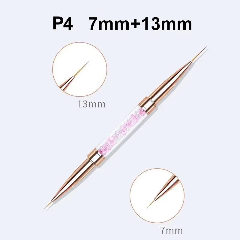 Nail Art Liner Brushes Double Head Leopard Print Acrylic French Stripe Drawing Painting Pen Gel Polish Nail Art Manicure Tools