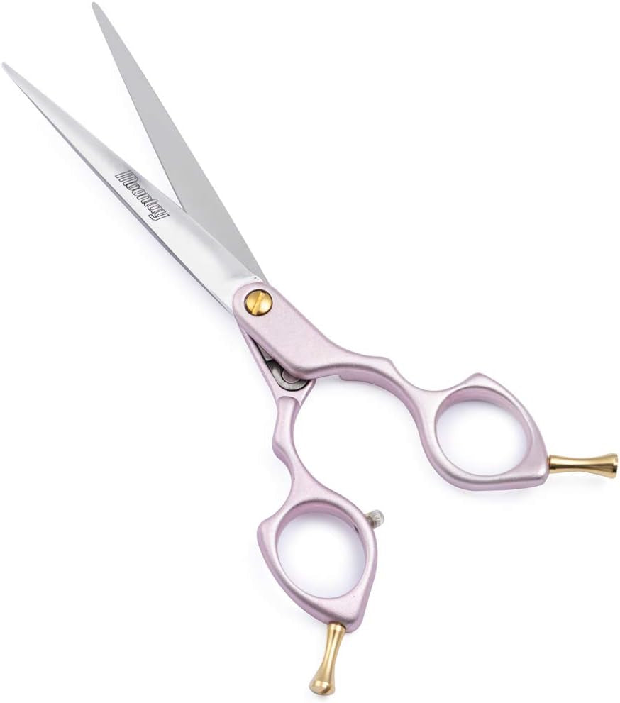 6.5" Professional Straight Pet Grooming Scissor, Dog Cat Grooming Shear/Scissor with Ultra-Light Aeronautical Aluminum Handle, 440C Japanese Stainless Steel Pet Grooming Shear, Pink