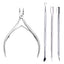 4 Pcs/Set Professional Stainless Steel Nail Cutter Scissor Nippers Muti Function Cuticle Pusher Remover Nail Care Manicure Kits