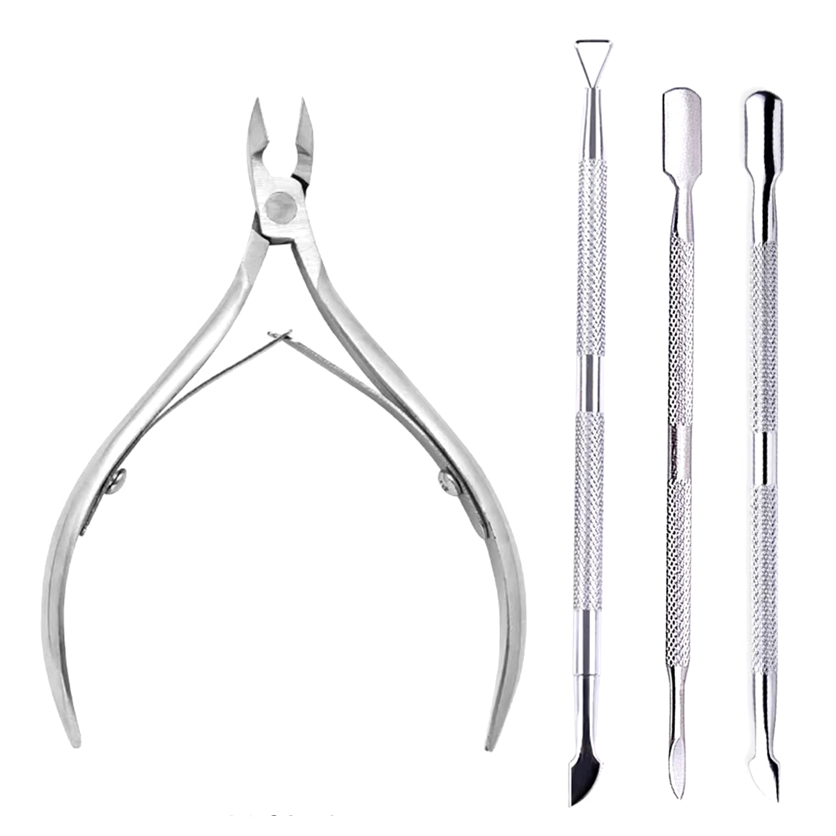 4 Pcs/Set Professional Stainless Steel Nail Cutter Scissor Nippers Muti Function Cuticle Pusher Remover Nail Care Manicure Kits