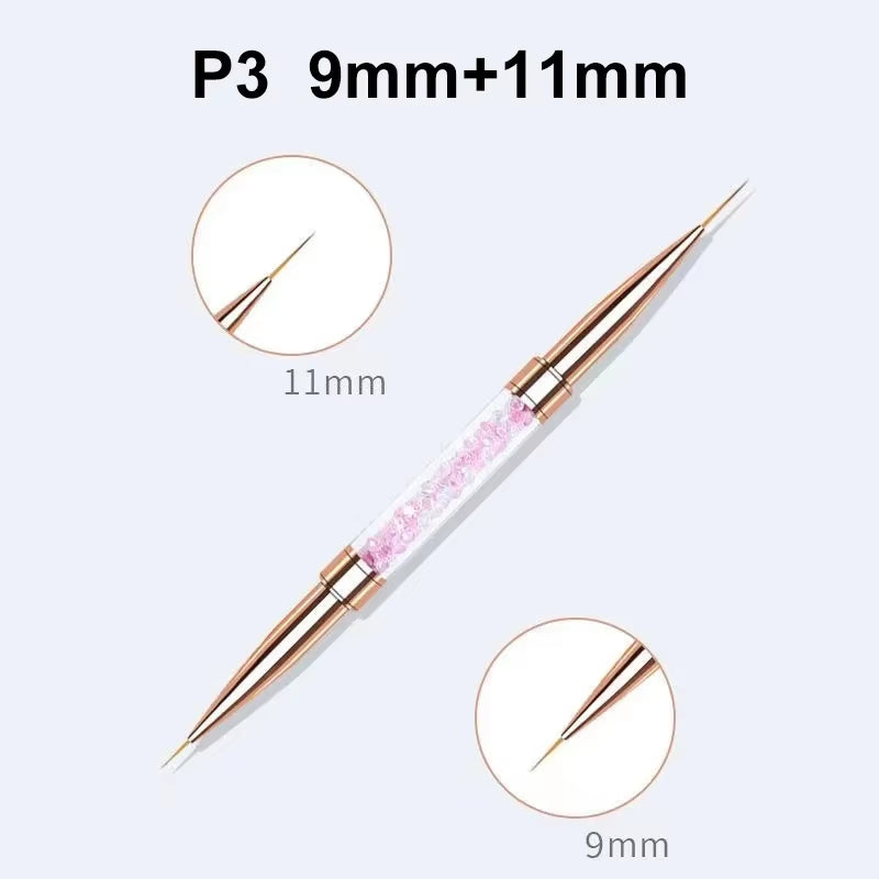 Nail Art Liner Brushes Double Head Leopard Print Acrylic French Stripe Drawing Painting Pen Gel Polish Nail Art Manicure Tools