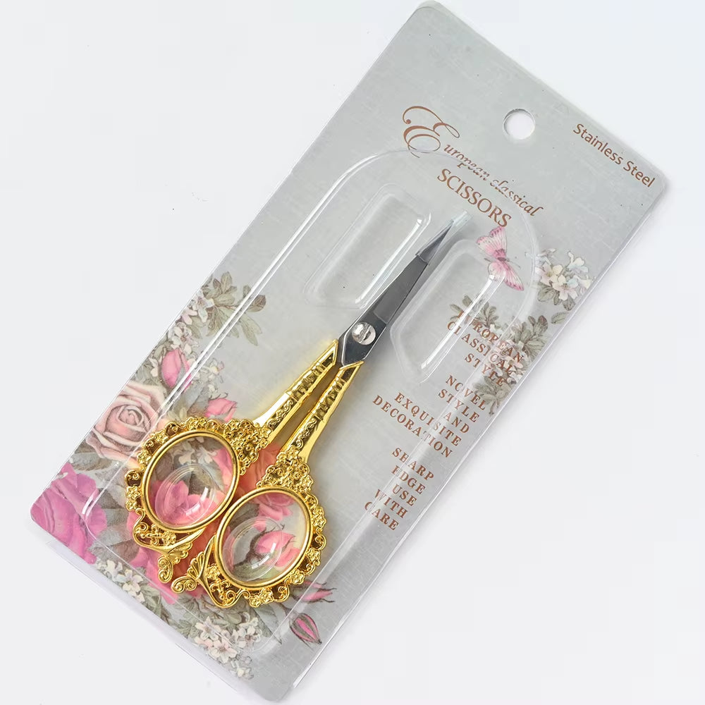 1Pcs European Retro Rose Golden Stainless Steel Nail Scissors Dead Skin Remover Makeup Cutter Multi-Function Manicure Tool Te#67