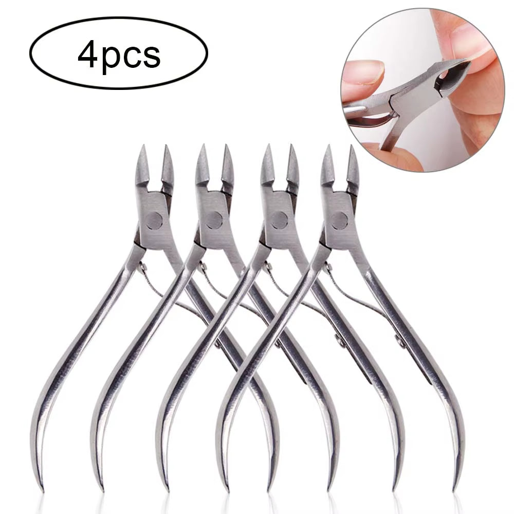 4/8/12Pcs Stainless Steel Nail Cuticle Nipper Cutter Dead Skin Remover Manicure Scissors Tweeters Toenails Ingrown Pedicure Tool