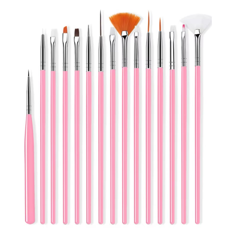 15Pcs/Set Nail Brush for Manicure Gel Brush for Nail Art Nail Brush Acrylic Gel Brush Liquid Powder Carving Makeup Set