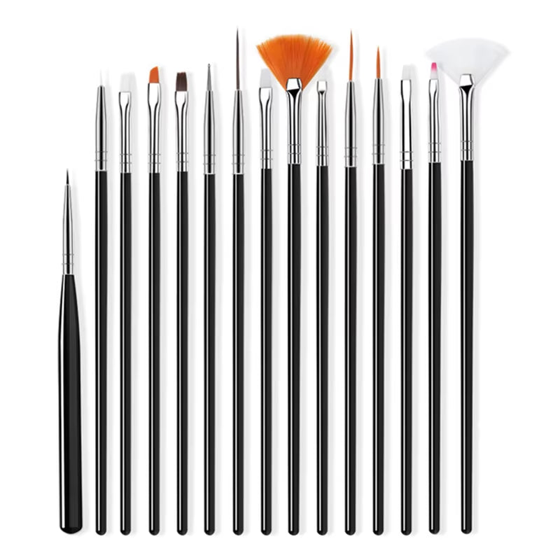 15Pcs/Set Nail Brush for Manicure Gel Brush for Nail Art Nail Brush Acrylic Gel Brush Liquid Powder Carving Makeup Set