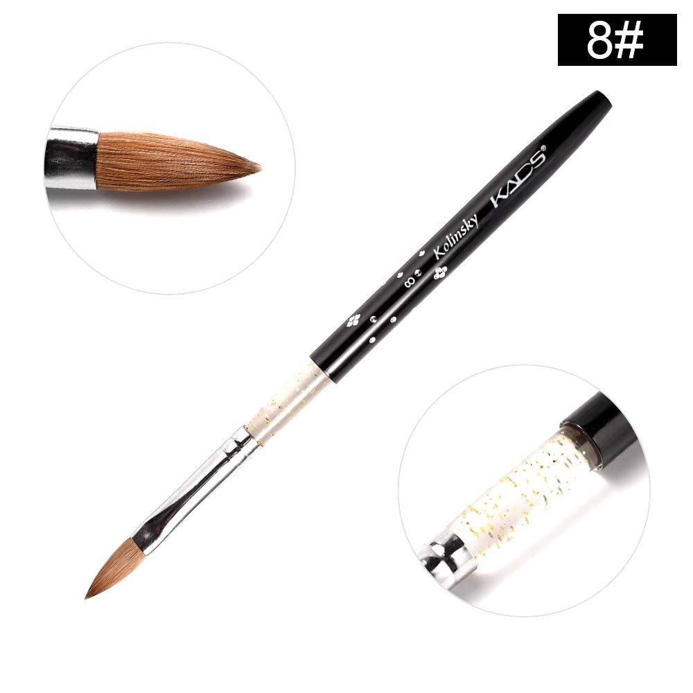 Kolinsky Sable Acrylic Brush Size 2#/4#/6#/8#/10# Acrylic Brush Professional Black Kolinsky Sable Acrylic Nail Brushes