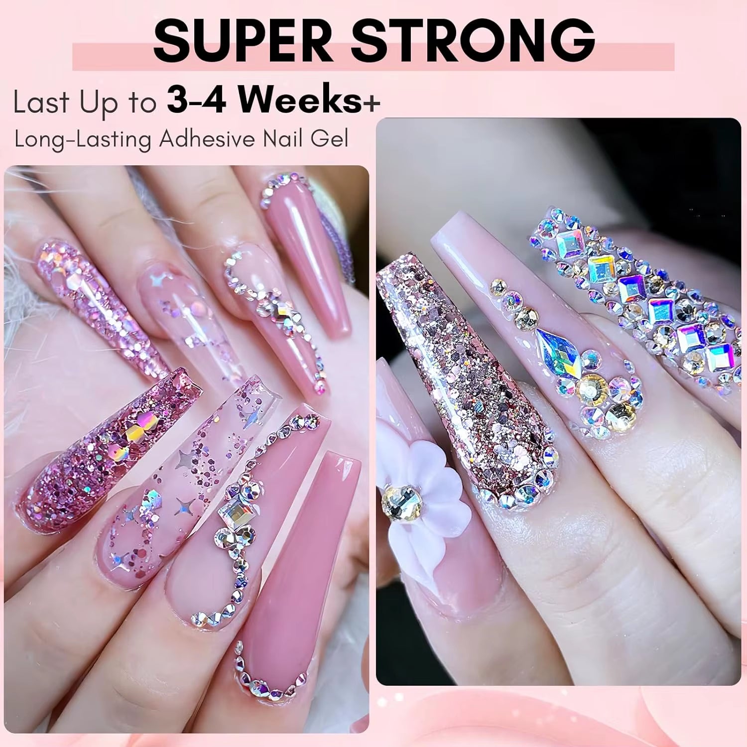 Nail Rhinestone Glue Gel for Nails, 30G Super Strong Adhesive Gel for Nail Gem, Jewels ,Glitter,Crystals Beads Diamonds