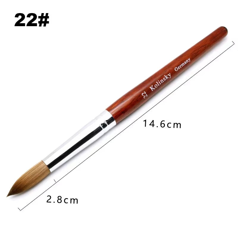 Kolinsky Acrylic Nail Art Brush Wood Handle Nail Art Mink Brush Gel Builder Nail Tools Manicure Brush Drawing Tools Size 8-24