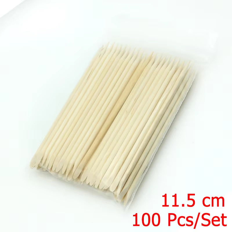 4 Different Sizes Orange Wood Sticks for Cuticle Pusher Cuticle Remove Tool Forks for Nails Manicures Tools 10/30/50/100Pcs/Set