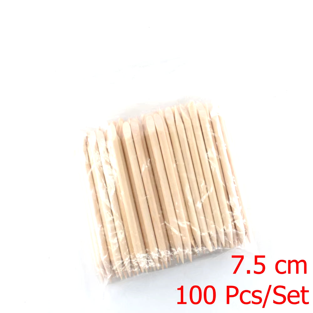 4 Different Sizes Orange Wood Sticks for Cuticle Pusher Cuticle Remove Tool Forks for Nails Manicures Tools 10/30/50/100Pcs/Set