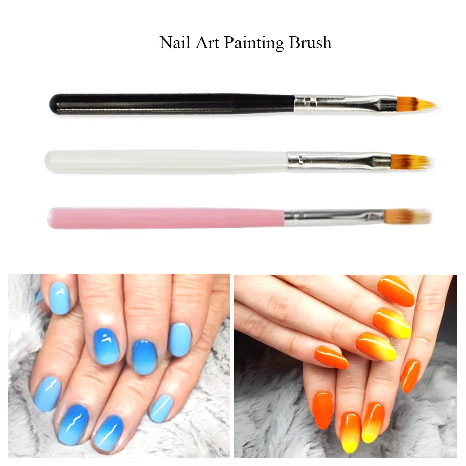 1Pcs Nail Art Brush Gel Brush for Nail Art Ombre Soft Gradient Brush for Manicure Nail Polish Drawing Painting Decor Pen LA285-1