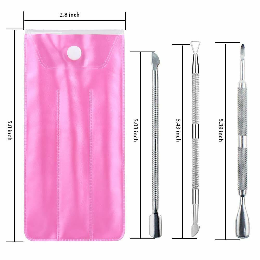 Cuticle Pusher Remover Nail Cleaner Manicure Pedicure Stainless Steel Tool Set