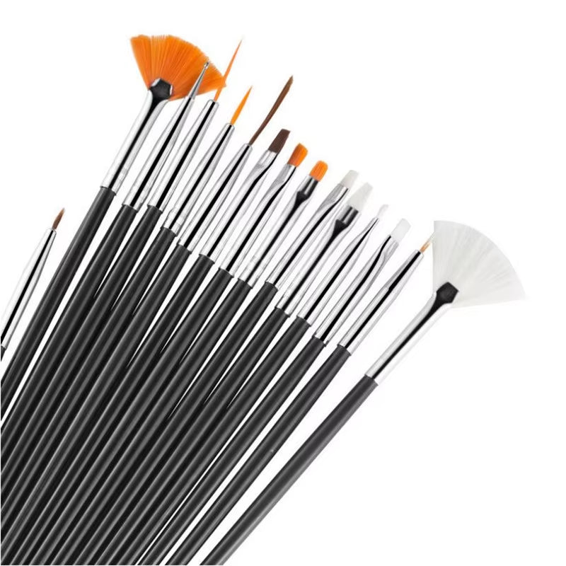 15Pc 15 Sizes Professional Nail Gel Brushes Acrylic Brush Nail Art Tool Pens Wooden Handle Dotting Drawing Paint Brush Set