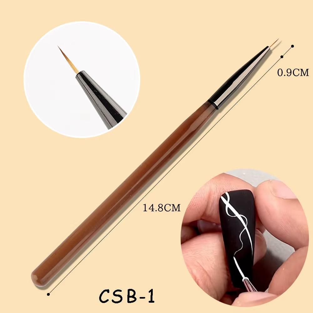 1Pcs Nail Art Liner Brush for Manicure French Stripe Acrylic Brush Extension Pen for Nail Polish Painting Drawing Brush GLCSB-1