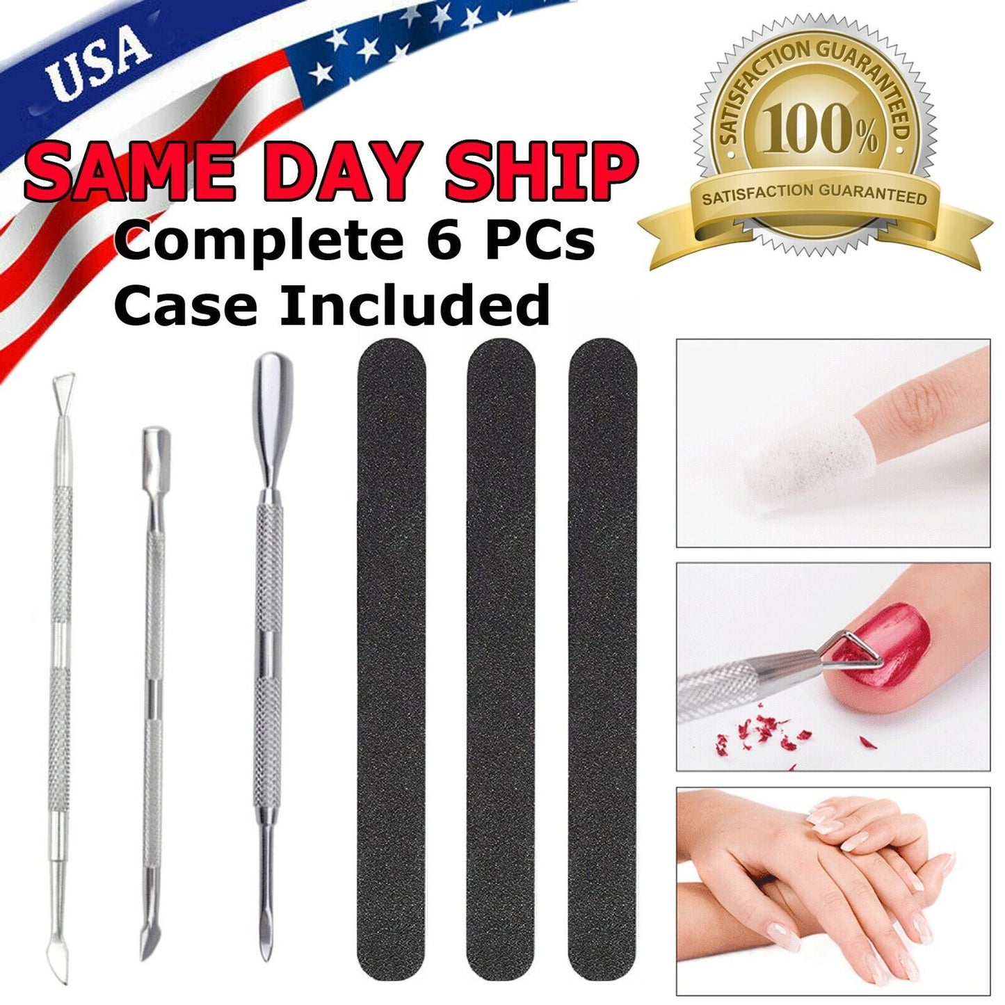 Cuticle Pusher Remover Nail Cleaner Manicure Pedicure Stainless Steel Tool Set