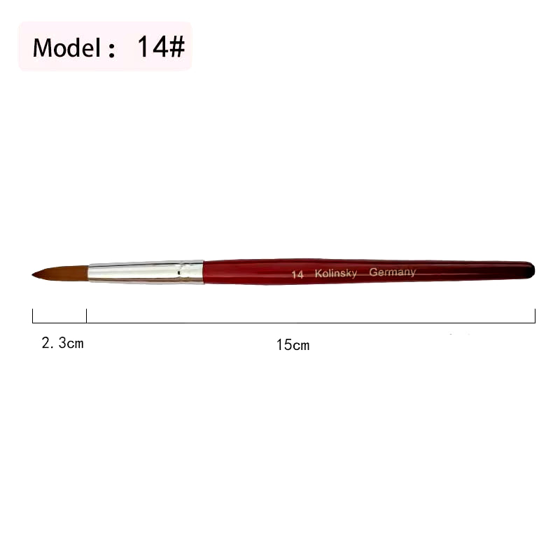 20% Kolinsky Acrylic Brushes Kits Liquid Nail Extend Art Tool Pen Natural Red Wool Handle Mink Artificial Hair Mixed