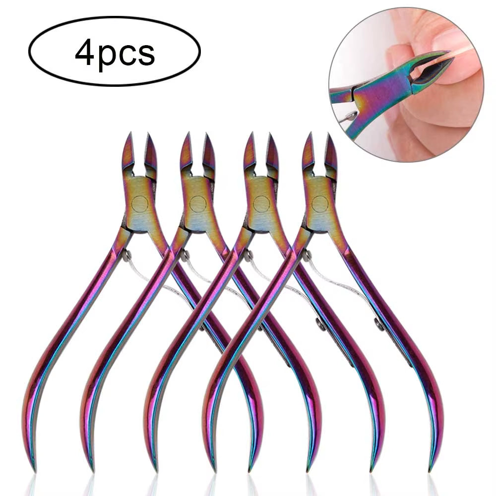 4/8/12Pcs Stainless Steel Nail Cuticle Nipper Cutter Dead Skin Remover Manicure Scissors Tweeters Toenails Ingrown Pedicure Tool