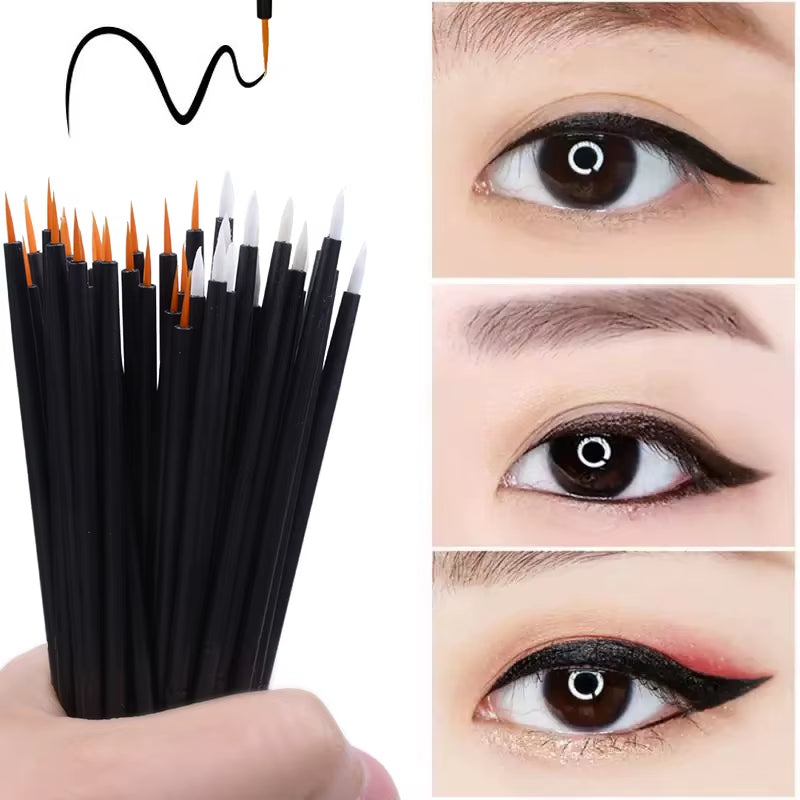 OKAYLASH 50Pcs/Lot Black Handle Reusable Gel Liner Nail Art Brushes Painting Pen Beauty Makup Tools