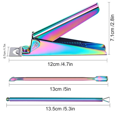 4 Pieces Cuticle Trimmer Nail Nipper for Acrylic Includes Cuticle Trimmer Nail Nipper, False Nail Clipper, Stainless Steel Cuticle Pusher Cuticle Peeler for Ingrown Toenails Nail Care (Rainbow Color)