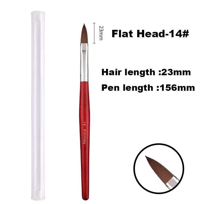 Kolinsky Acrylic Nail Art Brush Wood Handle Nail Art Mink Brush Gel Builder Nail Tools Manicure Brush Drawing Tools Size 8-24