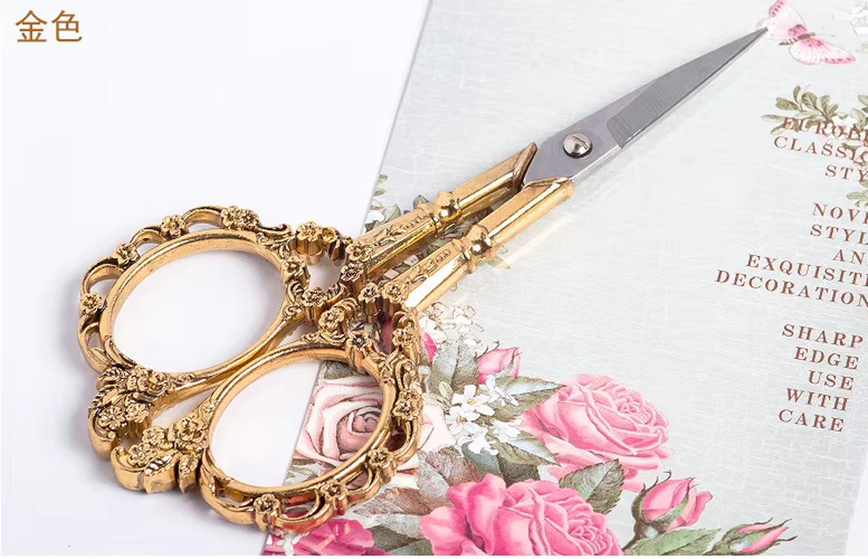 1Pcs European Retro Rose Golden Stainless Steel Nail Scissors Dead Skin Remover Makeup Cutter Multi-Function Manicure Tool Te#67