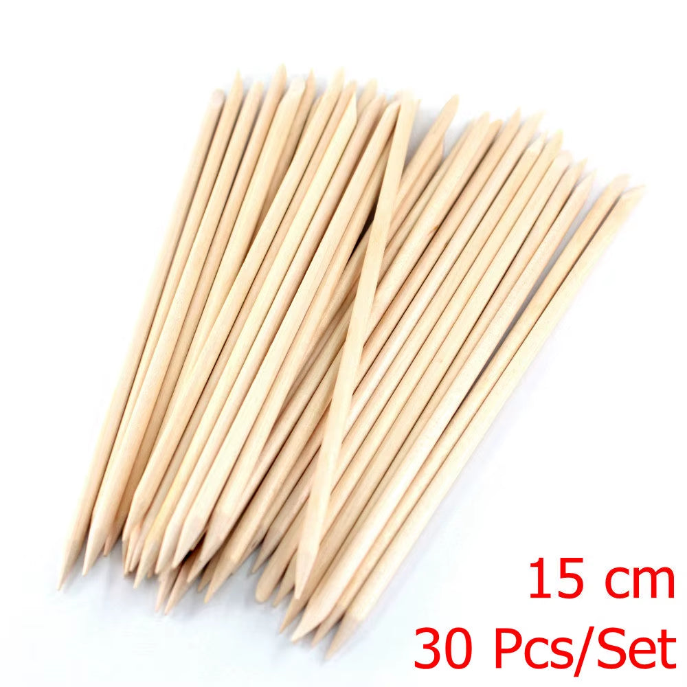 4 Different Sizes Orange Wood Sticks for Cuticle Pusher Cuticle Remove Tool Forks for Nails Manicures Tools 10/30/50/100Pcs/Set