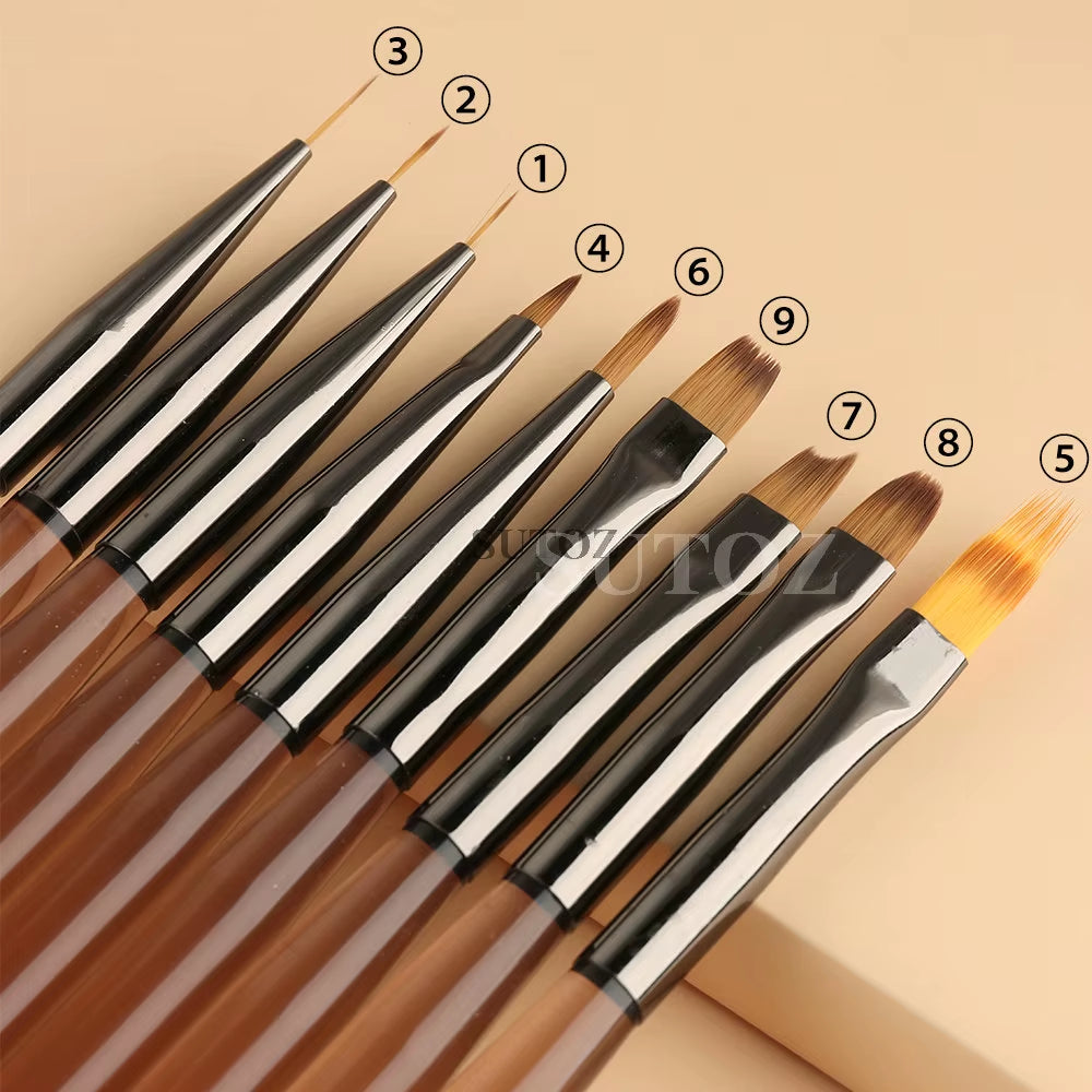 1Pcs Nail Art Liner Brush for Manicure French Stripe Acrylic Brush Extension Pen for Nail Polish Painting Drawing Brush GLCSB-1