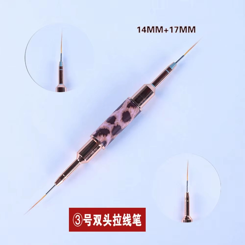 Nail Art Liner Brushes Double Head Leopard Print Acrylic French Stripe Drawing Painting Pen Gel Polish Nail Art Manicure Tools