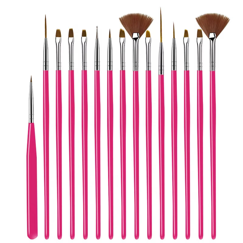 Nail Brush for Manicure Gel Brush for Nail Art 15Pcs/Set Nail Brush Acrylic Liquid Powder Carving Gel Brush