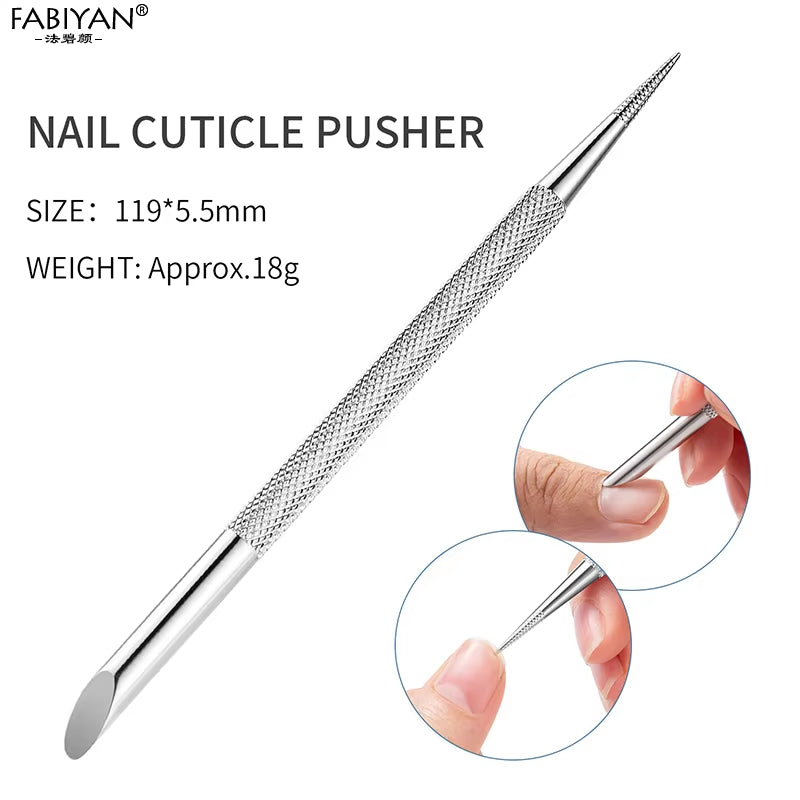 Stainless Steel Cuticle Pusher Remover Spoon Trimmer Metal Double Sided Finger Dead Skin Push Nail Art Manicure Pedicure Tool