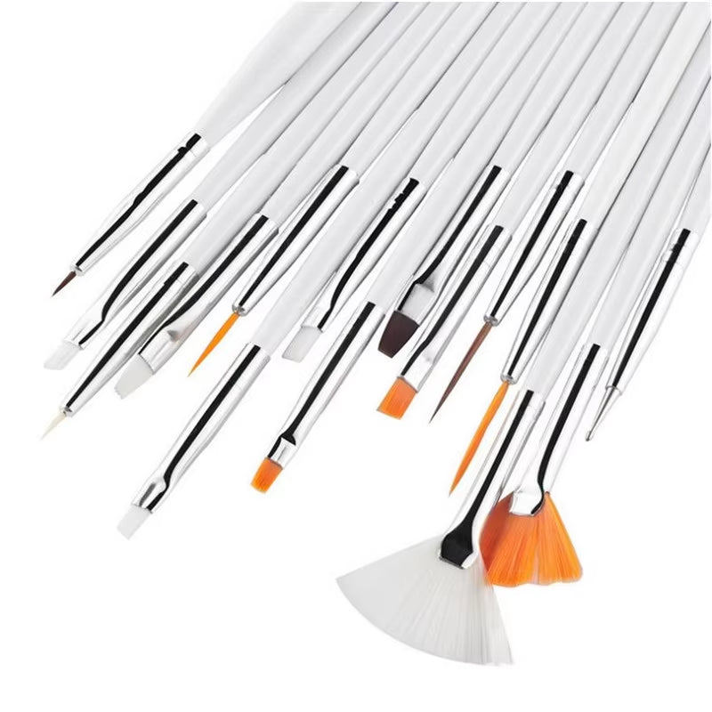 15Pc 15 Sizes Professional Nail Gel Brushes Acrylic Brush Nail Art Tool Pens Wooden Handle Dotting Drawing Paint Brush Set