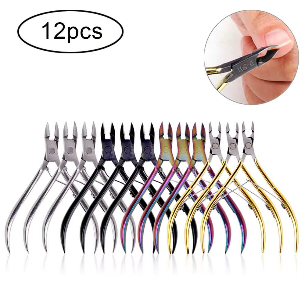 4/8/12Pcs Stainless Steel Nail Cuticle Nipper Cutter Dead Skin Remover Manicure Scissors Tweeters Toenails Ingrown Pedicure Tool