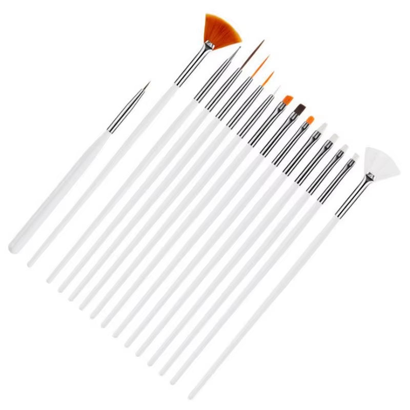 15Pc 15 Sizes Professional Nail Gel Brushes Acrylic Brush Nail Art Tool Pens Wooden Handle Dotting Drawing Paint Brush Set