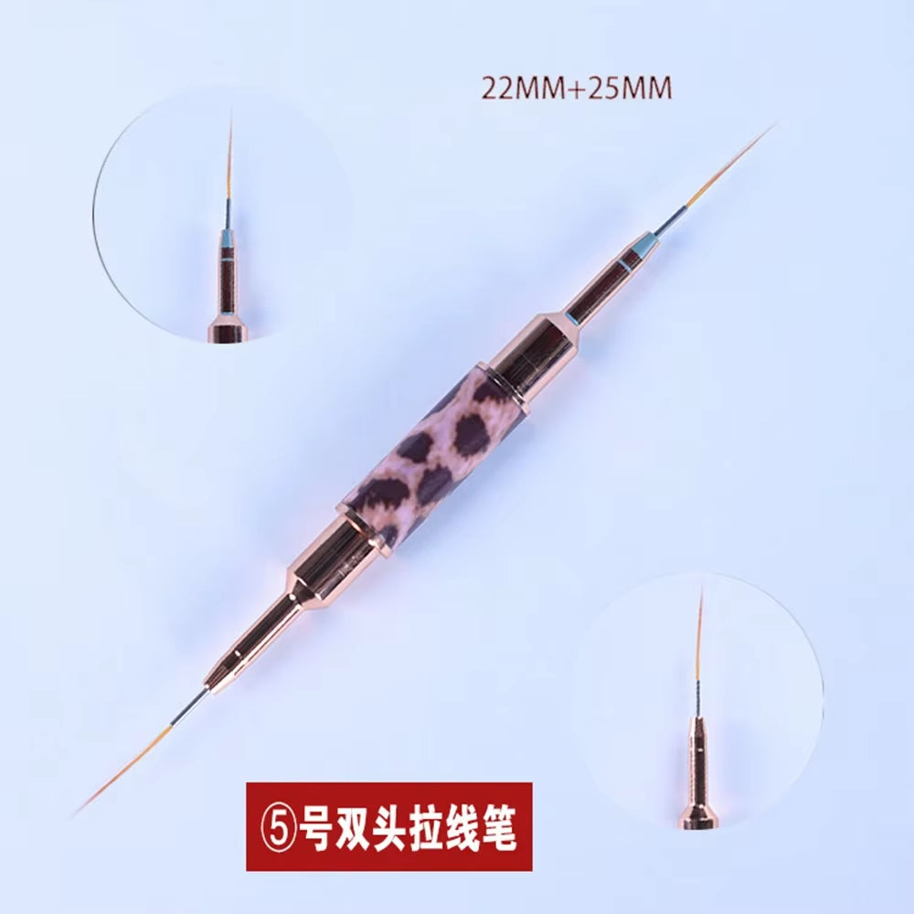 Nail Art Liner Brushes Double Head Leopard Print Acrylic French Stripe Drawing Painting Pen Gel Polish Nail Art Manicure Tools